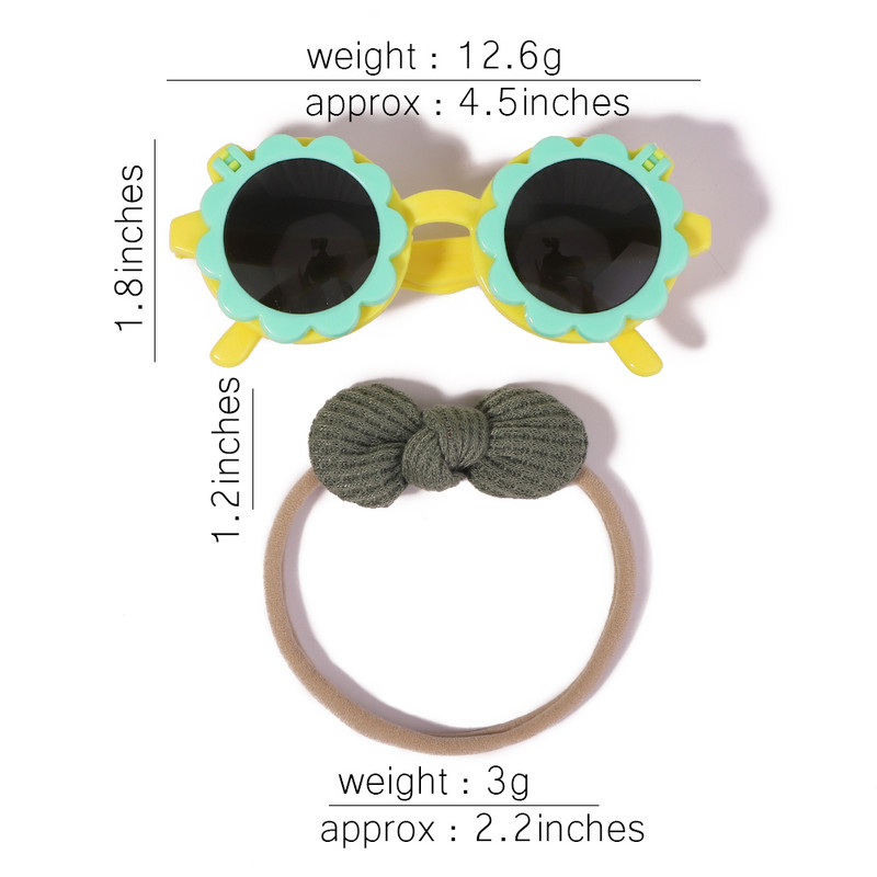3 bucăți/set fundite pentru copii bentiță ochelari de soare cu flori pentru fete accesorii pentru fotografie de plajă benzi de păr pentru copii mici Accesorii pentru păr pentru copii