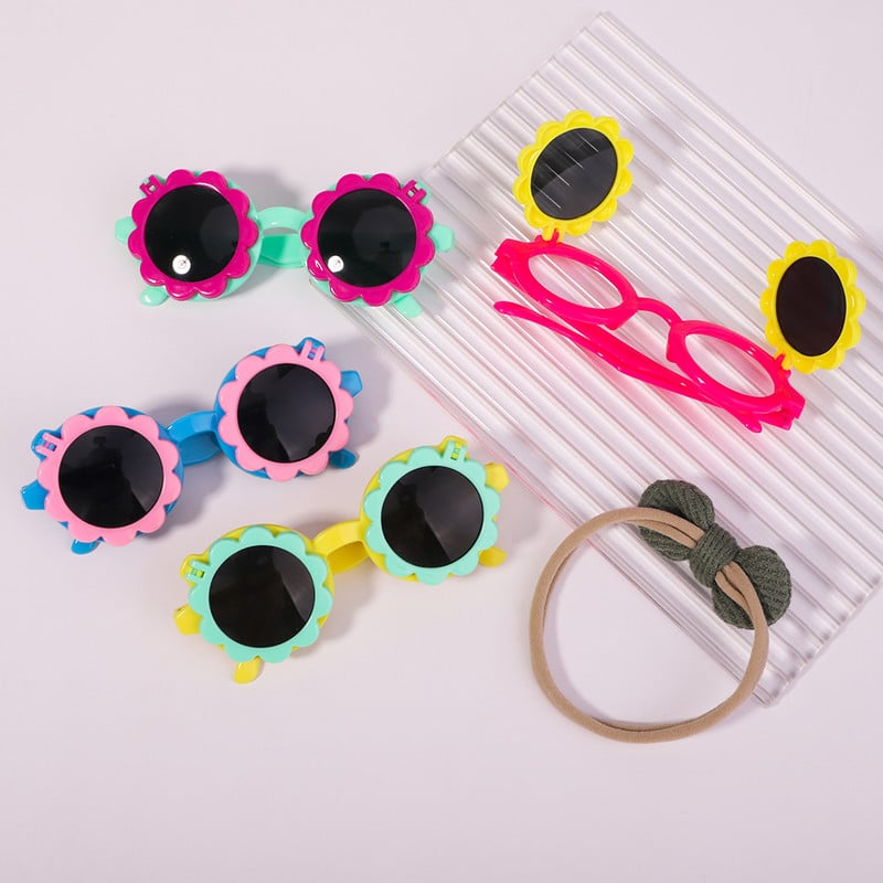3 bucăți/set fundite pentru copii bentiță ochelari de soare cu flori pentru fete accesorii pentru fotografie de plajă benzi de păr pentru copii mici Accesorii pentru păr pentru copii