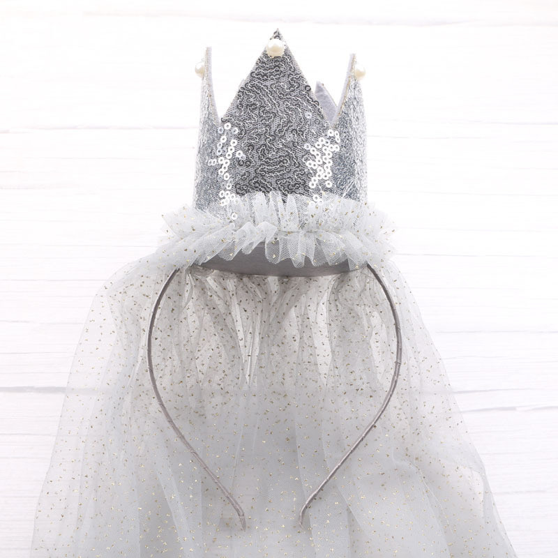 1db kiskereskedelmi korona fejpánt gyerekeknek divatos arany ezüst flitter fátyol hajpánt hercegnő tündér Boldog születésnapi parti haj kiegészítők