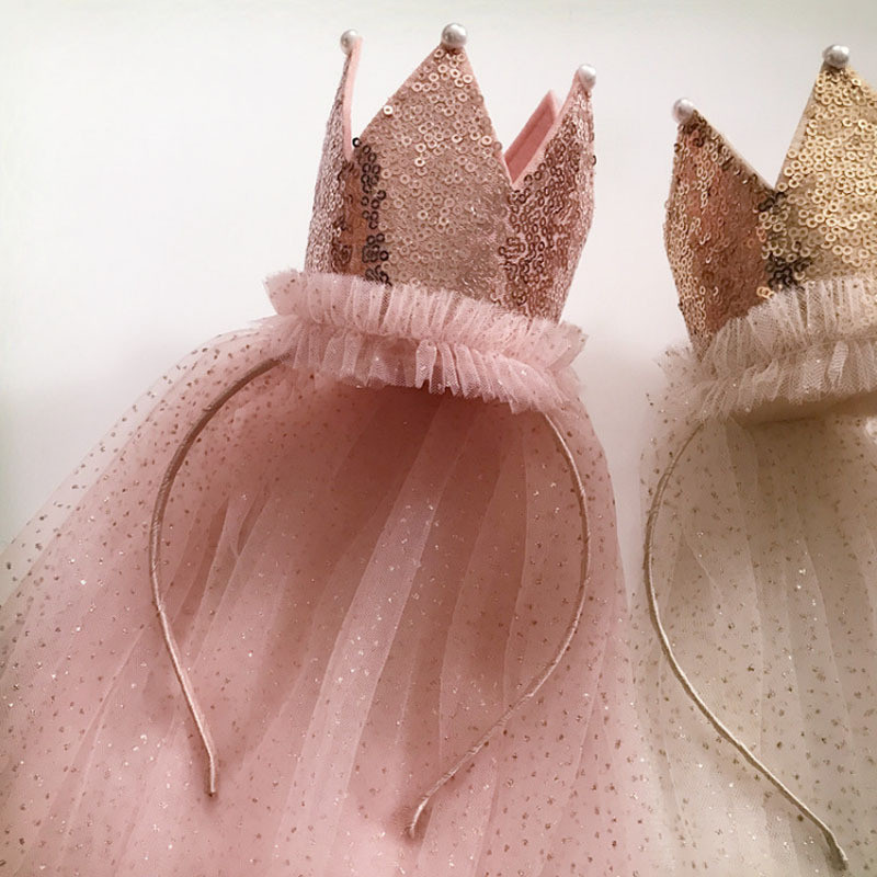 1db kiskereskedelmi korona fejpánt gyerekeknek divatos arany ezüst flitter fátyol hajpánt hercegnő tündér Boldog születésnapi parti haj kiegészítők