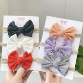 3 ks/sada sladkých bavlnených makrónov, jednofarebných čeleniek s mašľou pre deti a dievčatá, roztomilé mašle, elastické čelenky, vlasové doplnky