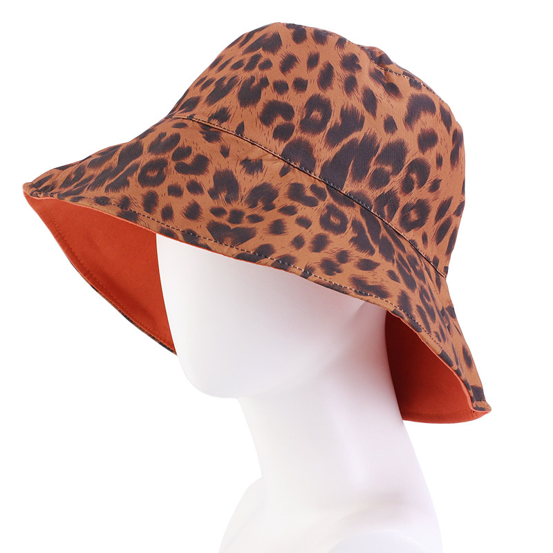 Nová dámska letná klobúk s leopardím vzorom, priedušná bavlnená dvojvrstvová plochá rybárska horolezecká vedrová čiapka