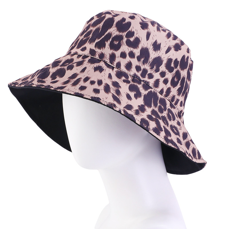 Nová dámska letná klobúk s leopardím vzorom, priedušná bavlnená dvojvrstvová plochá rybárska horolezecká vedrová čiapka