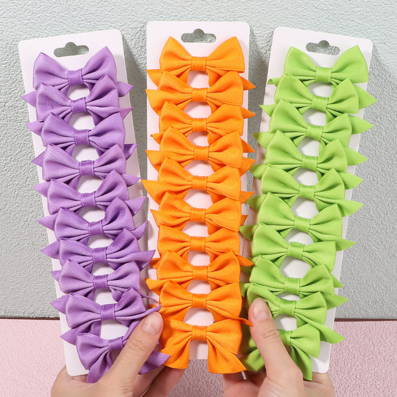 10 db/szett 3 hüvelykes egyszínű nejlon masni hajcsat gyerekeknek lányoknak csípős hajtűk butik barrettes fejfedők hajkiegészítők