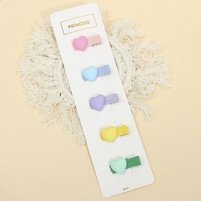 5kom/set Sigurnosne kopče za kosu u obliku srca za djevojčice, dječje ukosnice u boji slatkiša, zeca, Pokrivala za glavu, Dječji dodaci za kosu