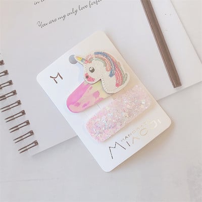 Új Korea édes lány aranyos rajzfilm pillangó egyszarvú BB csíptetős fejdísz divat flitter négyzet gyerek hajtűk hajkiegészítők