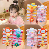 5 db/Szett Gyerekek Aranyos Színek Rajzfilm Virág Scrunchik Gumiszalagok Lányok Szép édes, rugalmas hajgumik Gyerek haj kiegészítők