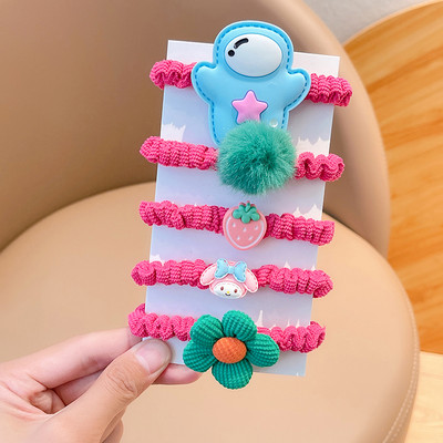 5 db/Szett Gyerekek Aranyos Színek Rajzfilm Virág Scrunchik Gumiszalagok Lányok Szép édes, rugalmas hajgumik Gyerek haj kiegészítők