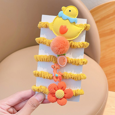 5 db/Szett Gyerekek Aranyos Színek Rajzfilm Virág Scrunchik Gumiszalagok Lányok Szép édes, rugalmas hajgumik Gyerek haj kiegészítők