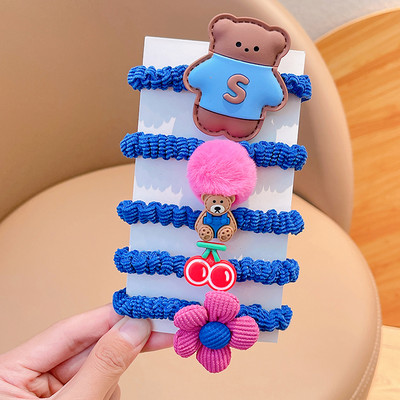 5 db/Szett Gyerekek Aranyos Színek Rajzfilm Virág Scrunchik Gumiszalagok Lányok Szép édes, rugalmas hajgumik Gyerek haj kiegészítők