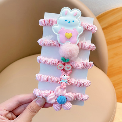 5 db/Szett Gyerekek Aranyos Színek Rajzfilm Virág Scrunchik Gumiszalagok Lányok Szép édes, rugalmas hajgumik Gyerek haj kiegészítők