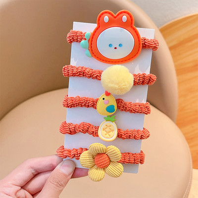 5 db/Szett Gyerekek Aranyos Színek Rajzfilm Virág Scrunchik Gumiszalagok Lányok Szép édes, rugalmas hajgumik Gyerek haj kiegészítők