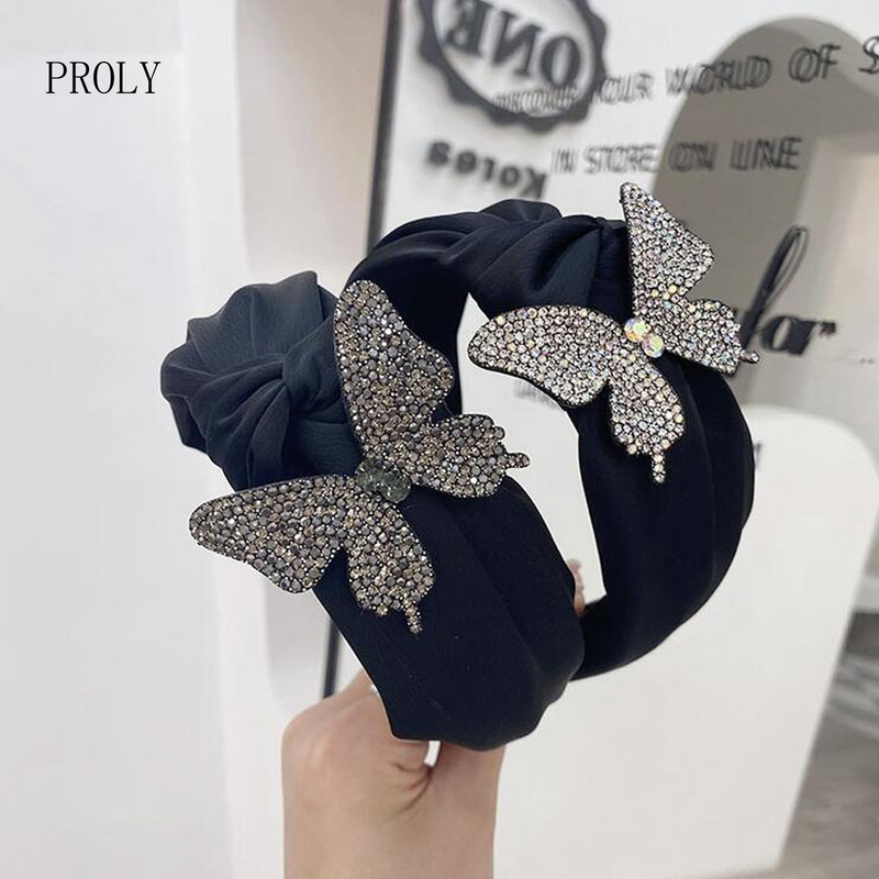 PROLY uus mood naiste peapael Hõbehall liblikas juuksepael Klassikaline turbanpeakate täiskasvanutele mõeldud juuste aksessuaaride pidu