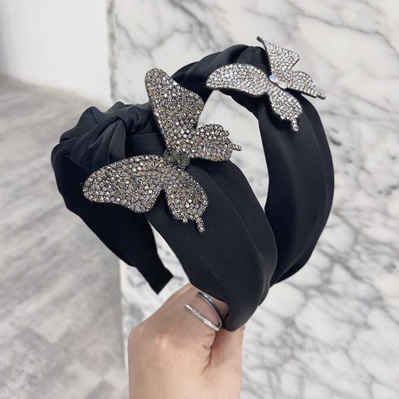 PROLY uus mood naiste peapael Hõbehall liblikas juuksepael Klassikaline turbanpeakate täiskasvanutele mõeldud juuste aksessuaaride pidu