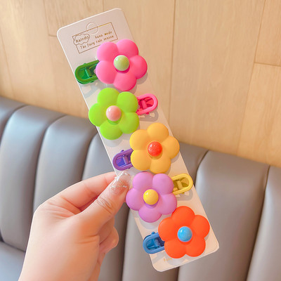 5 db/Szett Gyerekek Aranyos Akril Rajzfilm Virág Szív Dísz Hajcsat Lányok Ötvözet Hajtók Hajtűk Gyerek Haj kiegészítők