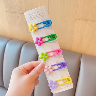 5 db/Szett Gyerekek Aranyos Akril Rajzfilm Virág Szív Dísz Hajcsat Lányok Ötvözet Hajtók Hajtűk Gyerek Haj kiegészítők