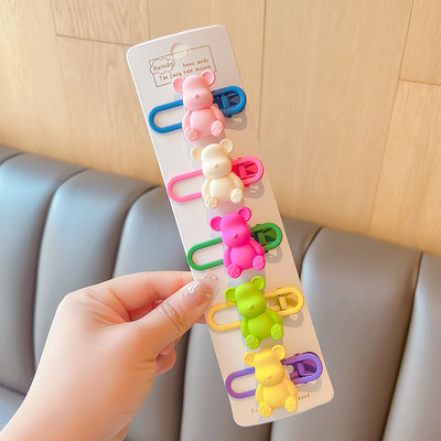 5 db/Szett Gyerekek Aranyos Akril Rajzfilm Virág Szív Dísz Hajcsat Lányok Ötvözet Hajtók Hajtűk Gyerek Haj kiegészítők