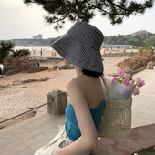 2023 Karirani šešir za djevojčice sa širokim obodom za žene Flodable šešir sa šiltom za sunčanje za plažu za žene Pamučni šešir sa šiltom za zaštitu na otvorenom