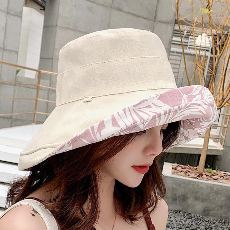 Korejska verzija modnog šešira sa kremom za sunčanje i UV zaštitom Ženska platnena tkanina s velikim obodom Dvostrana sklopiva kapa za sunčanje