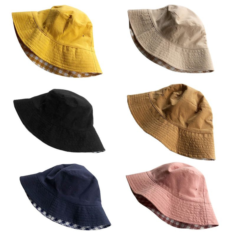 2XPC Ljetni šešir za japanske djevojke s kariranim uzorcima i otisnutim suncima