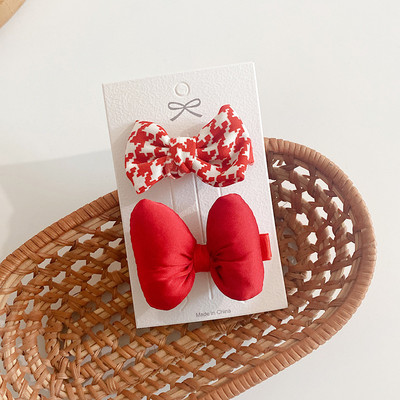 Crveno novo pakiranje, platnena mašna, dječja kopča za kosu, slatke velike crvene djevojčice, tkanina, kartica za kosu, dodaci za kosu u obliku srca, svježi