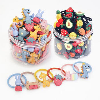 30 ΤΕΜ/Σετ Candy Color Elastic Hair Bands Lastic Band Headwear for Kids Travel Play Cartoon Animals Headband Ornaments