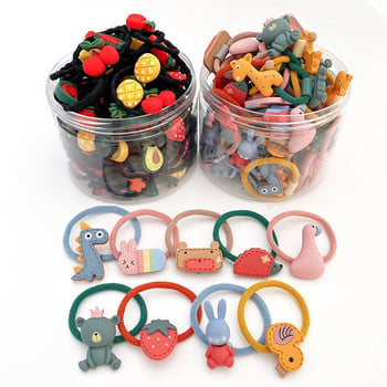 30 ΤΕΜ/Σετ Candy Color Elastic Hair Bands Lastic Band Headwear for Kids Travel Play Cartoon Animals Headband Ornaments