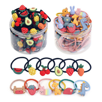 30 ΤΕΜ/Σετ Candy Color Elastic Hair Bands Lastic Band Headwear for Kids Travel Play Cartoon Animals Headband Ornaments