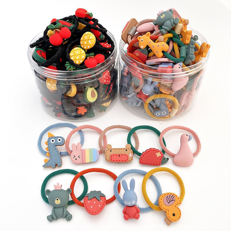 30 KOM/Set Elastične gumene trake za kosu gumene trake Pokrivala za glavu za djecu Putovanje Igranje crtića Životinje Ukrasi za glavu