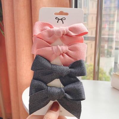 4 vnt. / rinkinys Kūdikių kieto lanko plaukų segtukai mieloms merginoms Medvilniniai plaukų segtukai Boutique Barrettes Saugūs galvos apdangalai Vaikų plaukų aksesuarai