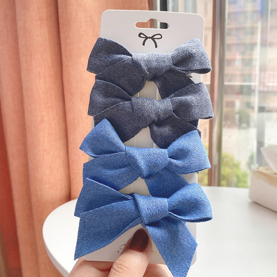 4 vnt. / rinkinys Kūdikių kieto lanko plaukų segtukai mieloms merginoms Medvilniniai plaukų segtukai Boutique Barrettes Saugūs galvos apdangalai Vaikų plaukų aksesuarai