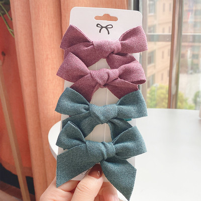 4 vnt. / rinkinys Kūdikių kieto lanko plaukų segtukai mieloms merginoms Medvilniniai plaukų segtukai Boutique Barrettes Saugūs galvos apdangalai Vaikų plaukų aksesuarai