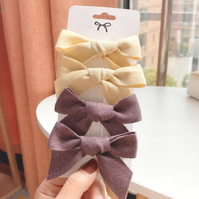 4 vnt. / rinkinys Kūdikių kieto lanko plaukų segtukai mieloms merginoms Medvilniniai plaukų segtukai Boutique Barrettes Saugūs galvos apdangalai Vaikų plaukų aksesuarai