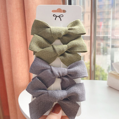 4 vnt. / rinkinys Kūdikių kieto lanko plaukų segtukai mieloms merginoms Medvilniniai plaukų segtukai Boutique Barrettes Saugūs galvos apdangalai Vaikų plaukų aksesuarai