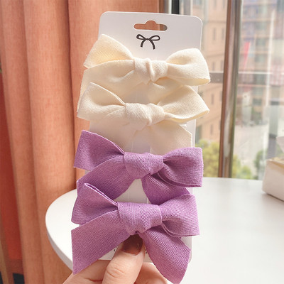 4 vnt. / rinkinys Kūdikių kieto lanko plaukų segtukai mieloms merginoms Medvilniniai plaukų segtukai Boutique Barrettes Saugūs galvos apdangalai Vaikų plaukų aksesuarai