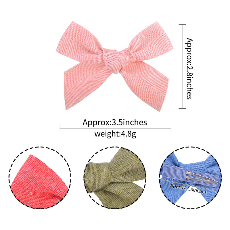 4 vnt. / rinkinys Kūdikių kieto lanko plaukų segtukai mieloms merginoms Medvilniniai plaukų segtukai Boutique Barrettes Saugūs galvos apdangalai Vaikų plaukų aksesuarai