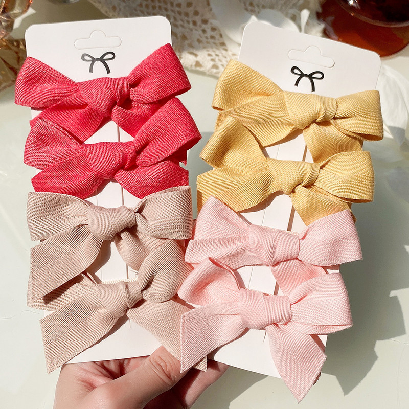 4 vnt. / rinkinys Kūdikių kieto lanko plaukų segtukai mieloms merginoms Medvilniniai plaukų segtukai Boutique Barrettes Saugūs galvos apdangalai Vaikų plaukų aksesuarai