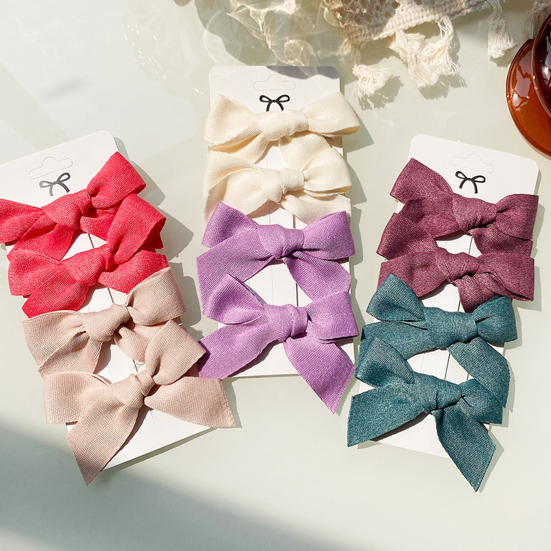 4 vnt. / rinkinys Kūdikių kieto lanko plaukų segtukai mieloms merginoms Medvilniniai plaukų segtukai Boutique Barrettes Saugūs galvos apdangalai Vaikų plaukų aksesuarai