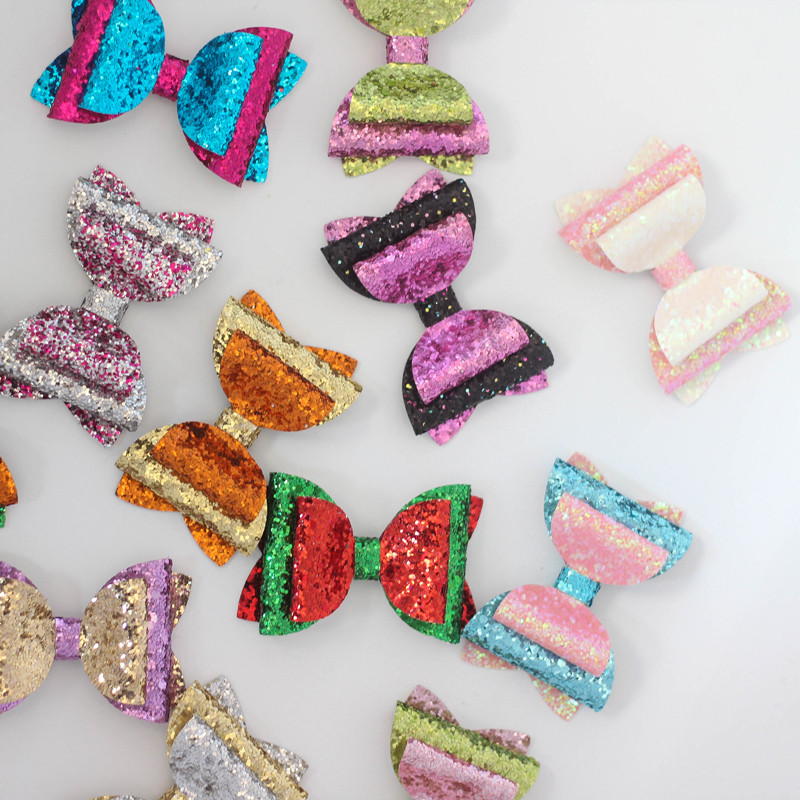 2 buc. 3 inch paiete amestec de culori drăguțe funde de Crăciun agrafe de păr lucrate manual cu sclipici accesorii femei fete copii barete minunate