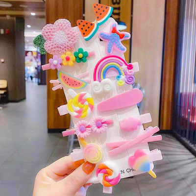 2022 Nová sada 14 ks detských sponiek do vlasov pre dievčatá, kórejské roztomilé princezné kvety, sponky do vlasov pre tínedžerky, bočné sponky s ofinou, malé sponky