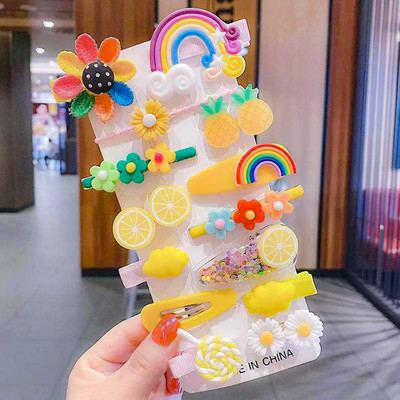 2022 Nová sada 14 ks detských sponiek do vlasov pre dievčatá, kórejské roztomilé princezné kvety, sponky do vlasov pre tínedžerky, bočné sponky s ofinou, malé sponky