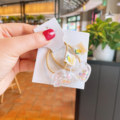 1 pereche Bandă elastică de păr cu mărgele de stea pentru fetiță, inimă, inimă de desene animate, inel de păr, accesorii pentru cravată, pentru copii, pentru bebeluși