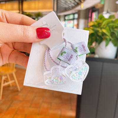 1 pereche Bandă elastică de păr cu mărgele de stea pentru fetiță, inimă, inimă de desene animate, inel de păr, accesorii pentru cravată, pentru copii, pentru bebeluși