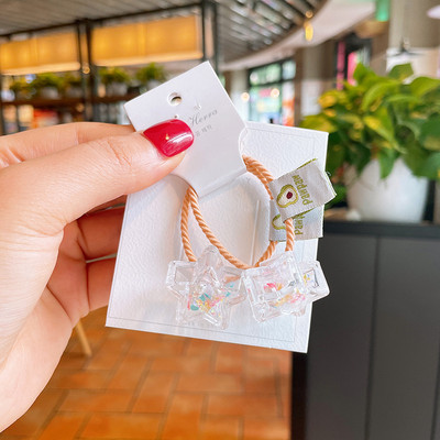 1 pereche Bandă elastică de păr cu mărgele de stea pentru fetiță, inimă, inimă de desene animate, inel de păr, accesorii pentru cravată, pentru copii, pentru bebeluși