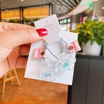 1 pereche Bandă elastică de păr cu mărgele de stea pentru fetiță, inimă, inimă de desene animate, inel de păr, accesorii pentru cravată, pentru copii, pentru bebeluși