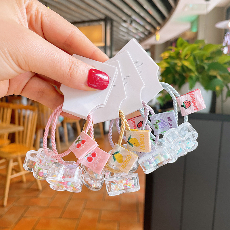 1 pereche Bandă elastică de păr cu mărgele de stea pentru fetiță, inimă, inimă de desene animate, inel de păr, accesorii pentru cravată, pentru copii, pentru bebeluși