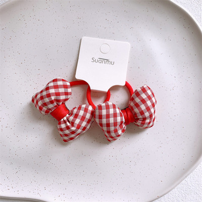 2022. Nova modna korejska slatka princeza Ukosnice s kravatom Dječja slatka crvena karirana mašna Gumica za kosu Uže za kosu Dodaci za kosu