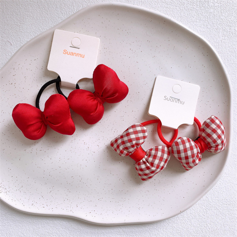 2022. Nova modna korejska slatka princeza Ukosnice s kravatom Dječja slatka crvena karirana mašna Gumica za kosu Uže za kosu Dodaci za kosu