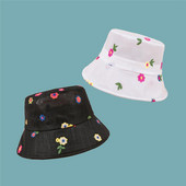 2021 Four Seasons Virághímzés Pamut Vödörsapka Halászsapka szabadtéri utazási napsapka nőknek 79