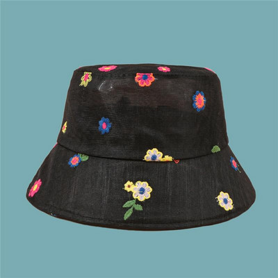 2021 Four Seasons Virághímzés Pamut Vödörsapka Halászsapka szabadtéri utazási napsapka nőknek 79